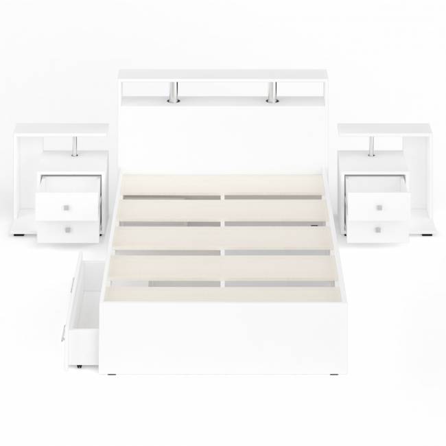 Кровать с ящиками 1200 Камелия + две тумбы цвет белый