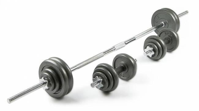 Набор гантели и штанга "ATLAS SPORT", 50кг в чемодане (металл краш)