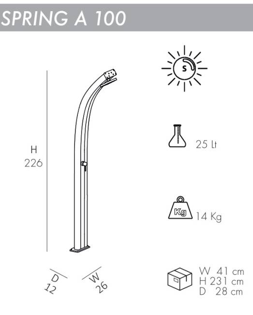 Душ солнечный Spring A 100 120х260х2260 мм Душ солнечный Spring A 100 120х260х2260 мм