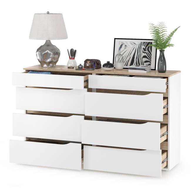 Два комода Муссон цвет белый/дуб эндгрейн элегантный Два комода Муссон цвет белый/дуб эндгрейн элегантный