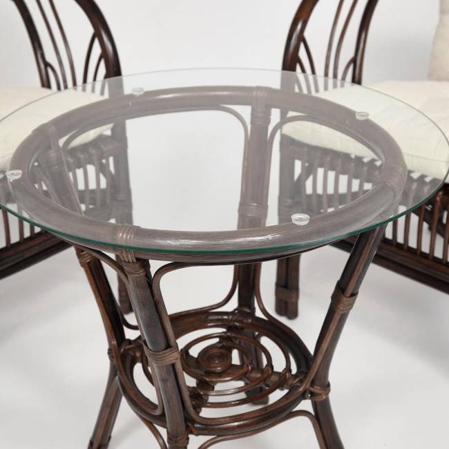 ТЕРРАСНЫЙ КОМПЛЕКТ " NEW BOGOTA " (2 кресла + стол) /с подушками/ ротанг, кресло 61х67х78,5 см, диаметр стола 50см, walnut (грецкий орех) walnut (грецкий орех) ротанг