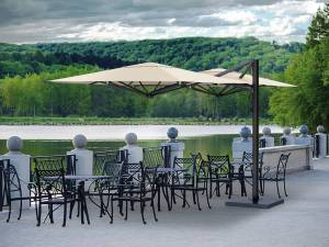 Зонт профессиональный двухкупольный 2.9х6 м Galaxia Dual V Carbon антрацит, слоновая кость 2900х6000 мм