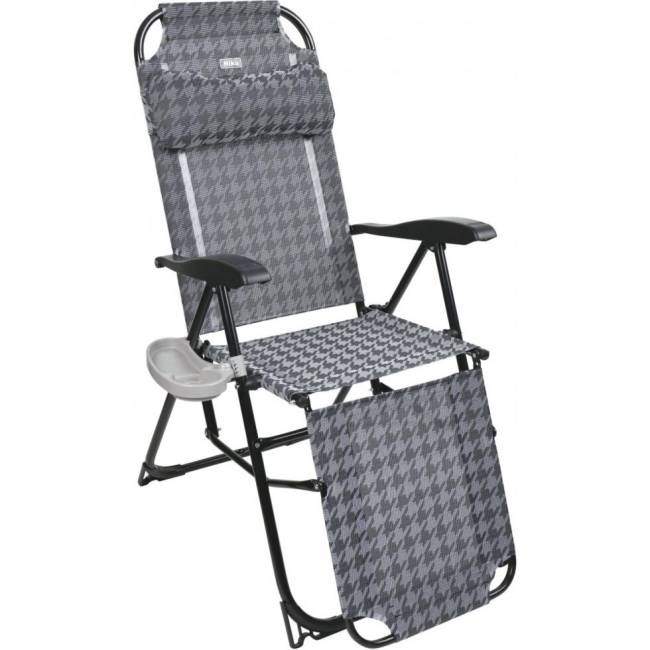 Кресло -шезлонг с полкой КШЗ, серый с рисунком