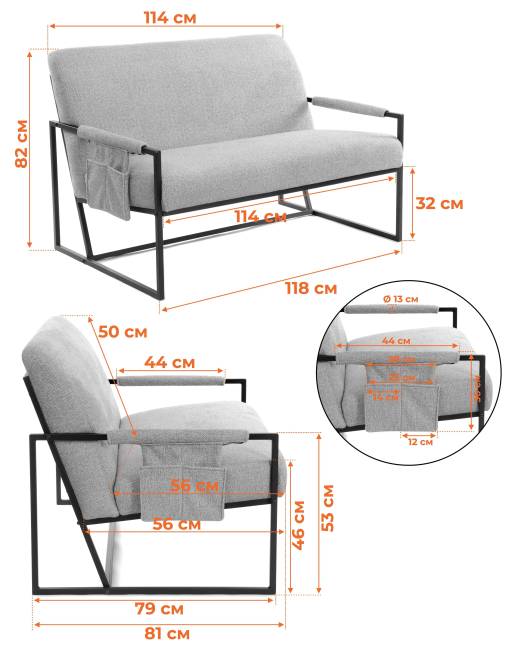 Диван Charli LUX/Чарли Люкс экокожа , Sharp Графит Sharp Графит экокожа