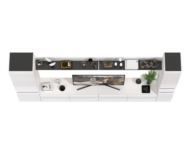 Гостиная Сидней комплектация № 107 цвет белый/чёрный/МДФ белый глянец