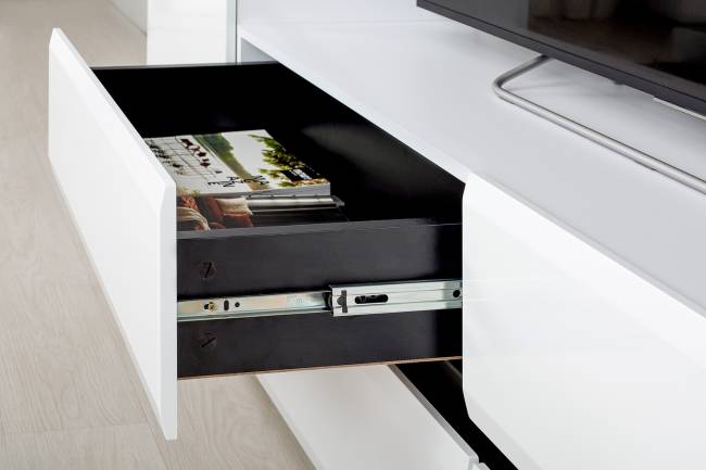 Гостиная Сидней комплектация № 107 цвет белый/чёрный/МДФ белый глянец