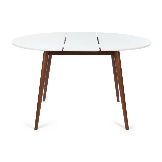 Стол круглый раскладной обеденный BOSCO (Боско) основание бук, столешница мдф, 100*75*100+30см, Белый + Коричневый Белый + Коричневый основание бук, столешница мдф