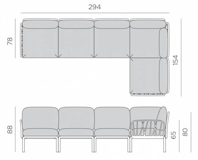 Диван пластиковый с подушками Komodo 5 белый, розовый 2940х1540х880 мм Диван пластиковый с подушками Komodo 5 белый, розовый 2940х1540х880 мм