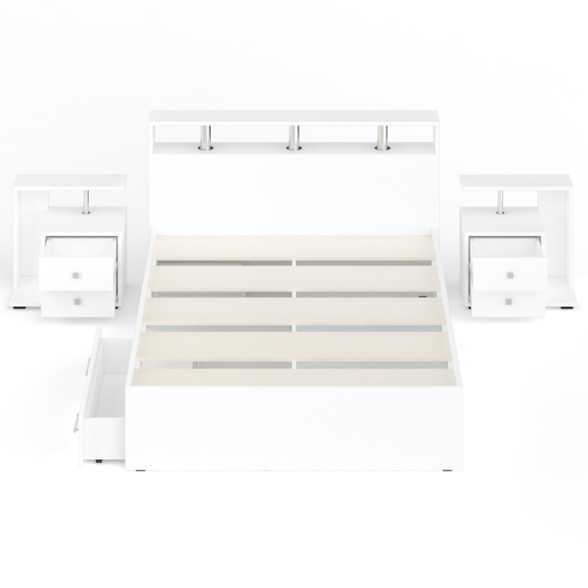 Кровать с ящиками 1400 Камелия + две тумбы цвет белый