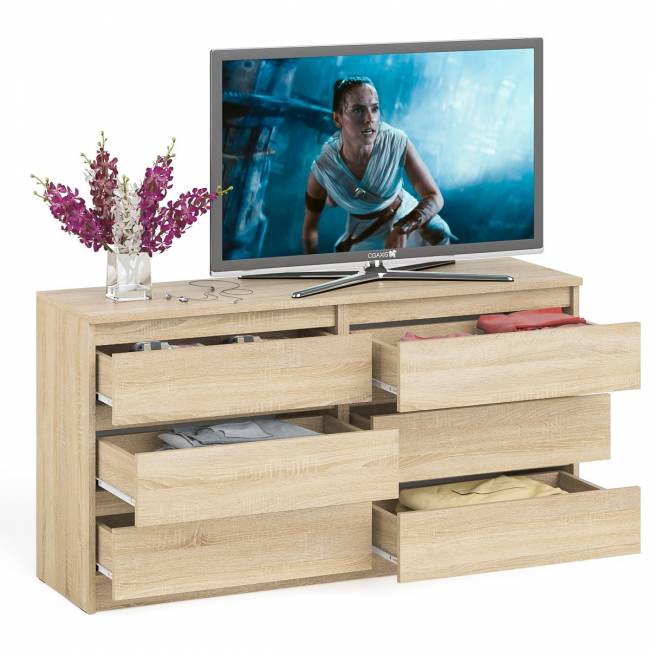 Комод на шесть ящиков Мори МК1380.6 цвет дуб сонома Комод на шесть ящиков Мори МК1380.6 цвет дуб сонома