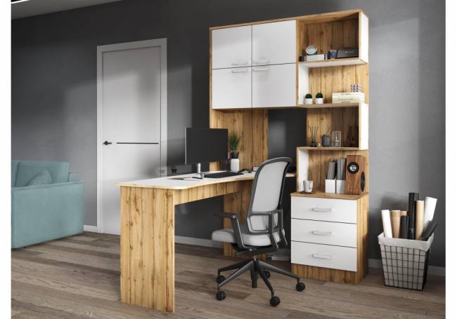 Компьютерный стол Ганор левый дуб вотан / белый