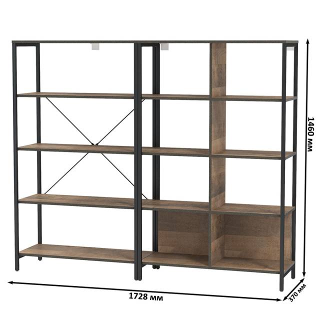Открытый стеллаж с полками и стеллаж Трувор 13.151.02 цвет дуб гранж песочный/интра