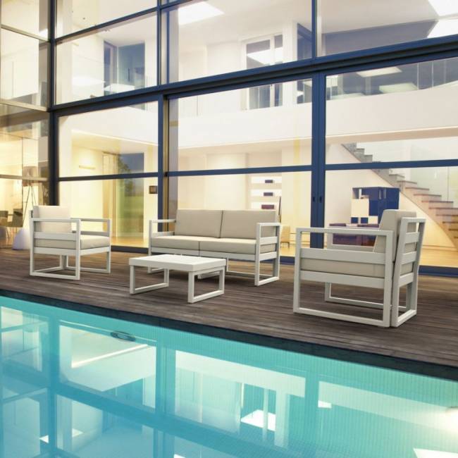 Комплект пластиковой мебели Mykonos белый, бежевый Комплект пластиковой мебели Mykonos белый, бежевый