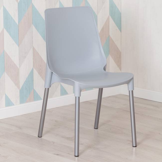 Стул GENIUS (mod 75) / 1 шт. в упаковке металл/пластик, 46x56x84cм, серый/ножки хром серый металл/пластик Стул GENIUS (mod 75) / 1 шт. в упаковке металл/пластик, 46x56x84cм, серый/ножки хром серый металл/пластик