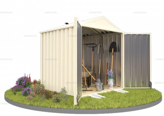 Хозблок SKOGGY секционный с двускатной крышей 2 х 2 м, слоновая кость Хозблок SKOGGY секционный с двускатной крышей 2 х 2 м, слоновая кость