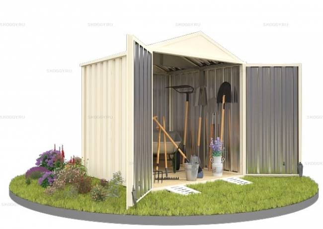 Хозблок SKOGGY секционный с двускатной крышей 2 х 2 м, слоновая кость Хозблок SKOGGY секционный с двускатной крышей 2 х 2 м, слоновая кость