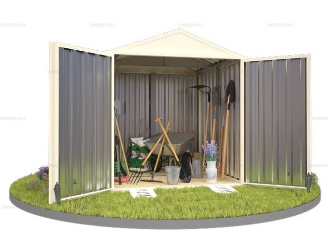 Хозблок SKOGGY секционный с двускатной крышей 2 х 2 м, слоновая кость Хозблок SKOGGY секционный с двускатной крышей 2 х 2 м, слоновая кость
