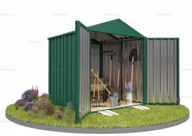 Хозблок SKOGGY секционный с двускатной крышей 2 х 2 м, зелёный мох Хозблок SKOGGY секционный с двускатной крышей 2 х 2 м, зелёный мох