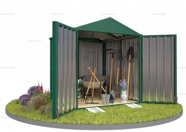 Хозблок SKOGGY секционный с двускатной крышей 2 х 2 м, зелёный мох Хозблок SKOGGY секционный с двускатной крышей 2 х 2 м, зелёный мох
