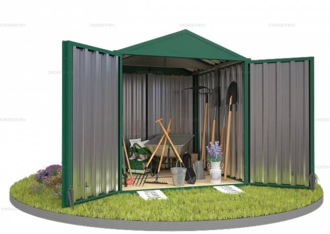Хозблок SKOGGY секционный с двускатной крышей 2 х 2 м, зелёный мох Хозблок SKOGGY секционный с двускатной крышей 2 х 2 м, зелёный мох