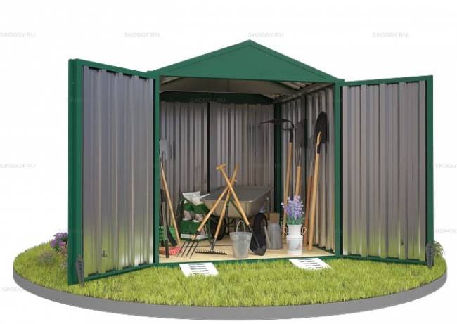 Хозблок SKOGGY секционный с двускатной крышей 2 х 2 м, зелёный мох Хозблок SKOGGY секционный с двускатной крышей 2 х 2 м, зелёный мох