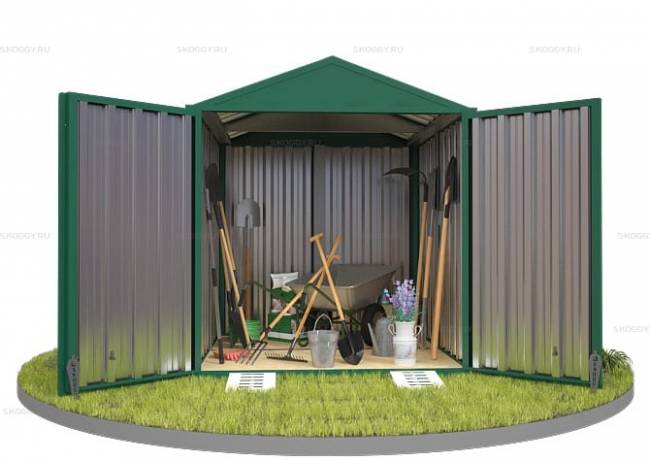 Хозблок SKOGGY секционный с двускатной крышей 2 х 2 м, зелёный мох Хозблок SKOGGY секционный с двускатной крышей 2 х 2 м, зелёный мох