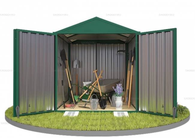 Хозблок SKOGGY секционный с двускатной крышей 2 х 2 м, зелёный мох Хозблок SKOGGY секционный с двускатной крышей 2 х 2 м, зелёный мох
