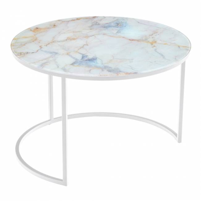 Набор кофейных столиков Tango бежевый мрамор с белыми ножками, 2шт RF 0352