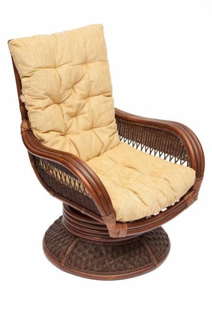 Кресло-качалка "ANDREA Relax Medium" /с подушкой/ 74х82х100 см, Pecan Washed (античн. орех), Ткань рубчик, цвет кремовый Pecan Washed (античн. орех)