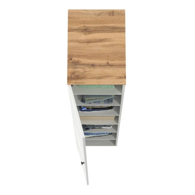 Шкаф-пенал Остин 13.225 цвет белый шагрень/дуб крафт золотой