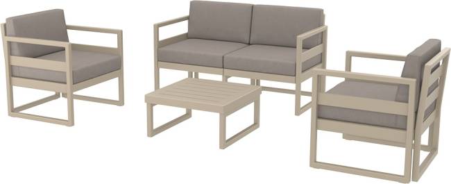 Комплект пластиковой мебели Mykonos бежевый, светло-коричневый Комплект пластиковой мебели Mykonos бежевый, светло-коричневый