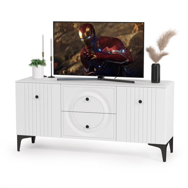 Валенсия стенка для гостиной № 71 цвет белый шагрень