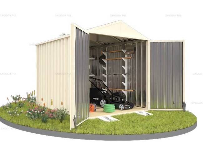 Хозблок SKOGGY секционный с двускатной крышей 3 х 2 м, слоновая кость Хозблок SKOGGY секционный с двускатной крышей 3 х 2 м, слоновая кость