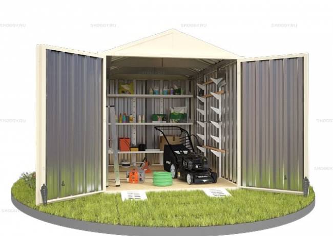 Хозблок SKOGGY секционный с двускатной крышей 3 х 2 м, слоновая кость Хозблок SKOGGY секционный с двускатной крышей 3 х 2 м, слоновая кость