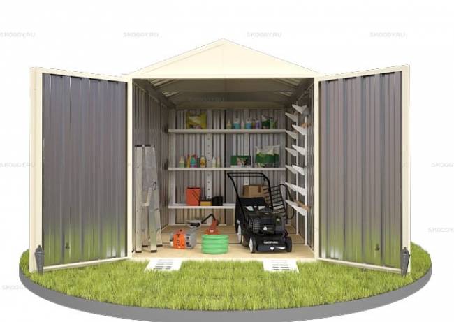 Хозблок SKOGGY секционный с двускатной крышей 3 х 2 м, слоновая кость Хозблок SKOGGY секционный с двускатной крышей 3 х 2 м, слоновая кость