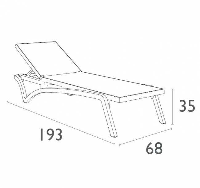 Шезлонг-лежак пластиковый Pacific черный 1930х680х350 мм
