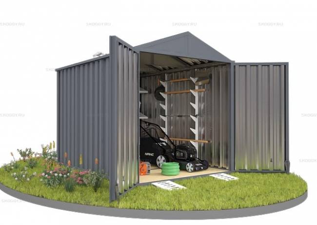 Хозблок SKOGGY секционный с двускатной крышей 3 х 2 м, брутальный серый