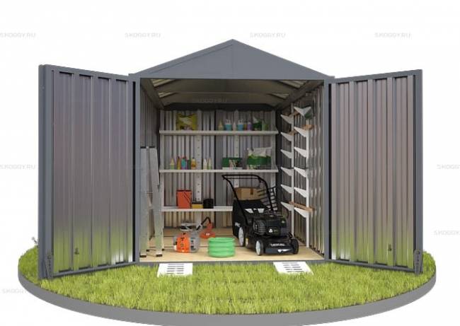 Хозблок SKOGGY секционный с двускатной крышей 3 х 2 м, брутальный серый