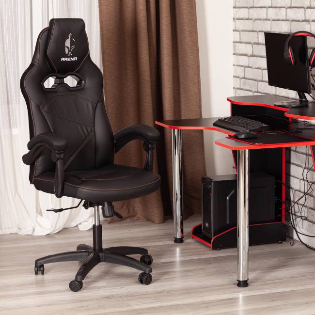 Кресло ARENA кож/зам, черный/черный карбон, 36-6/карбон черный