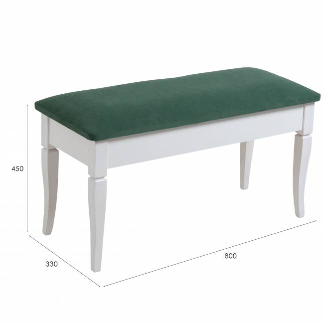 Банкетка Вивальди М с ящиком белый, ткань зеленый Банкетка Вивальди М с ящиком белый, ткань зеленый