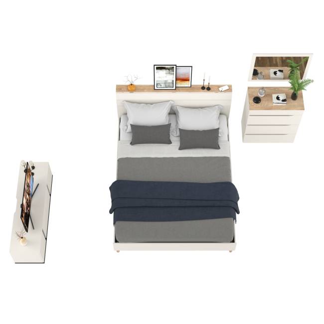 Мебель для спальни Муссон 1600 с тумбой для аппаратуры 13.276 цвет белый/чёрный/дуб эндгрейн элегантный