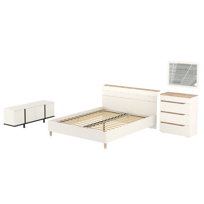 Мебель для спальни Муссон 1600 с тумбой для аппаратуры 13.276 цвет белый/чёрный/дуб эндгрейн элегантный