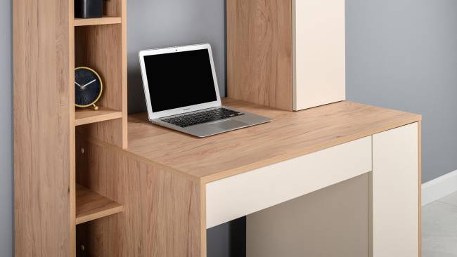 Компьютерный стол с системой хранения Комфорт 12.71 цвет гикори рокфорд натуральный/сатин Компьютерный стол с системой хранения Комфорт 12.71 цвет гикори рокфорд натуральный/сатин