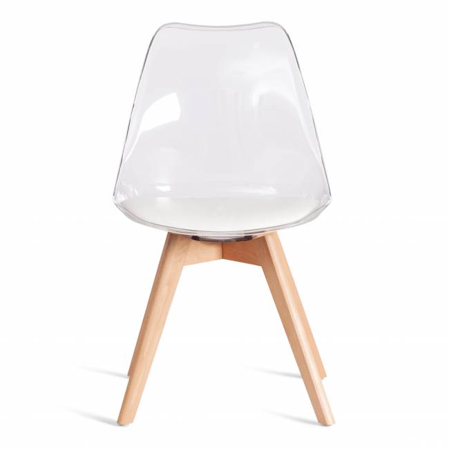 Стул TULIP (mod. 73-1) дерево/пластик/экокожа, 47,5x55x80 см, Прозрачный (Transparent) (Комплект из 4 шт.) прозрачный дерево/пластик/экокожа