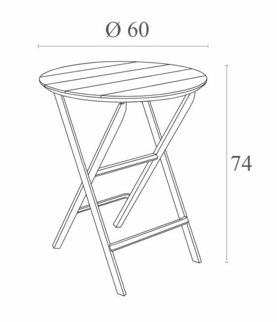 Стол пластиковый складной Helen Folding Table Ø60 марсала Ø600х740 мм