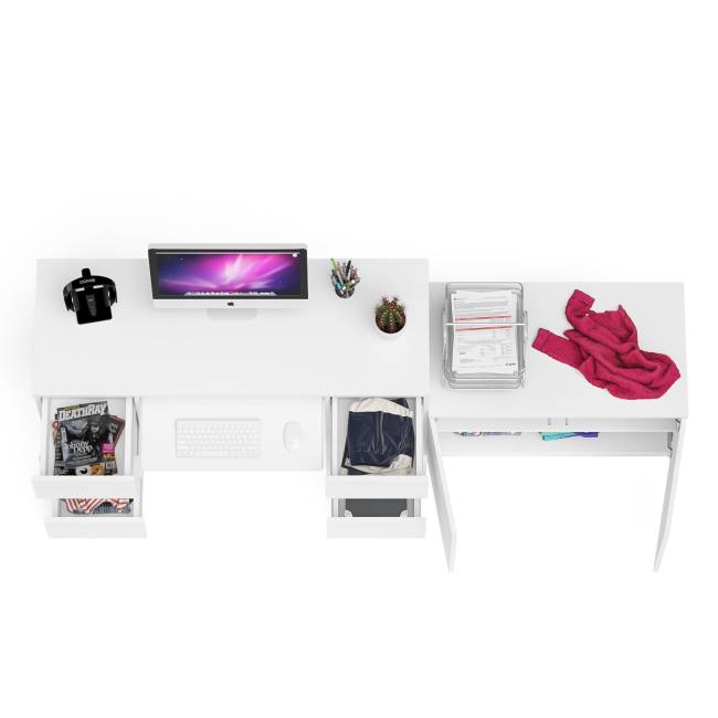 Двухтумбовый компьютерный стол Мори МС-2 с широкой тумбой на 900 цвет белый