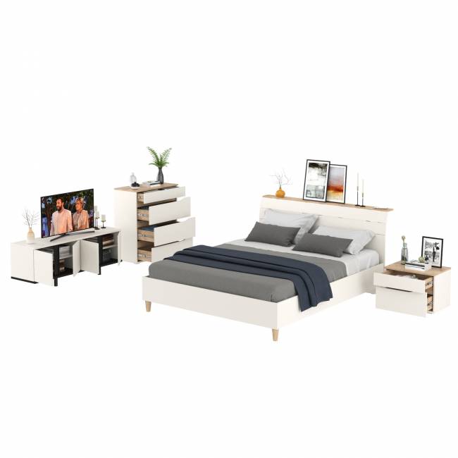 Модульная мебель для спальни Муссон с тумбочкой для аппаратуры 13.276 цвет белый/чёрный/дуб эндгрейн элегантный Модульная мебель для спальни Муссон с тумбочкой для аппаратуры 13.276 цвет белый/чёрный/дуб эндгрейн элегантный